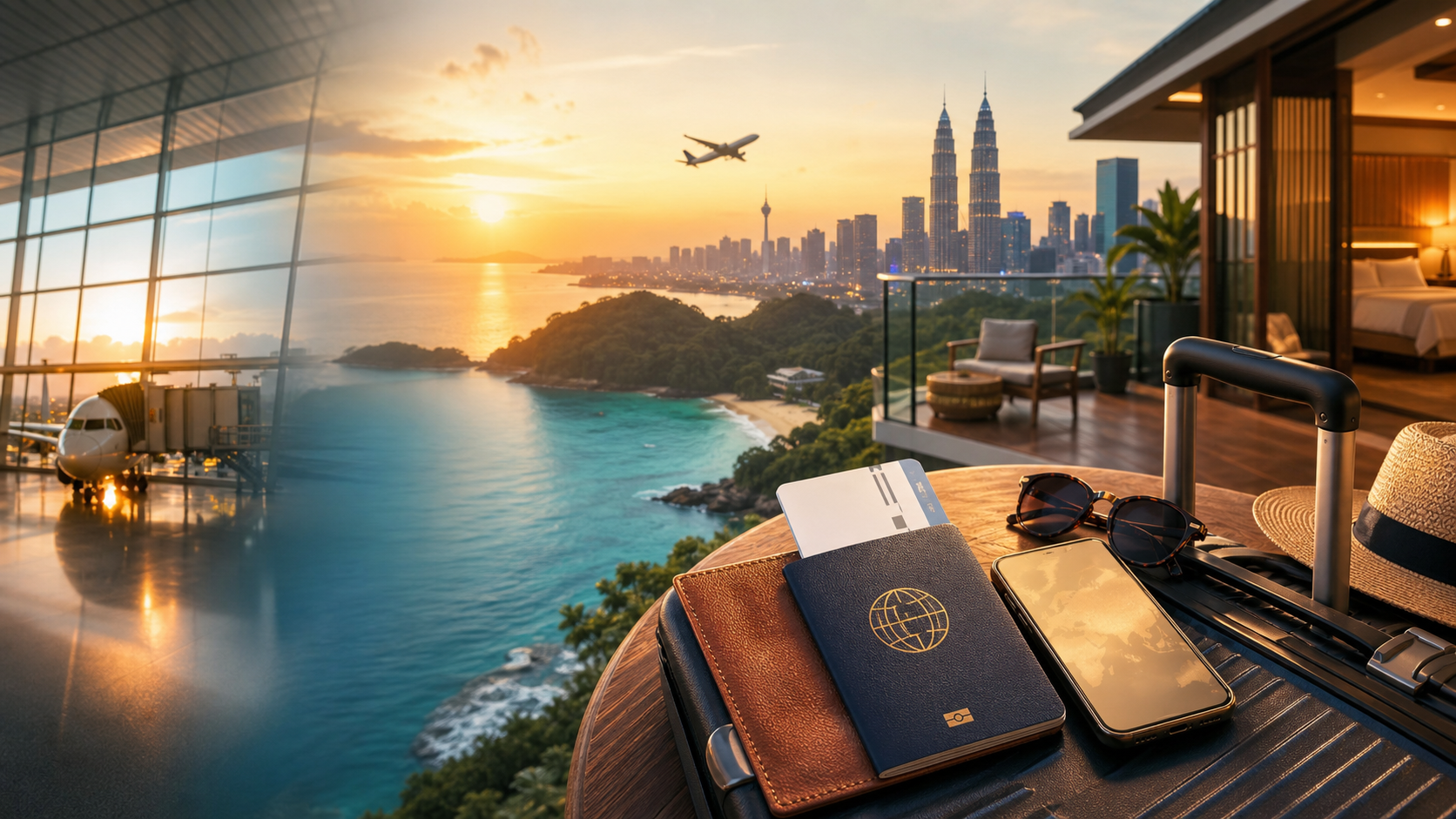 Premium Asian travel booking advertisement